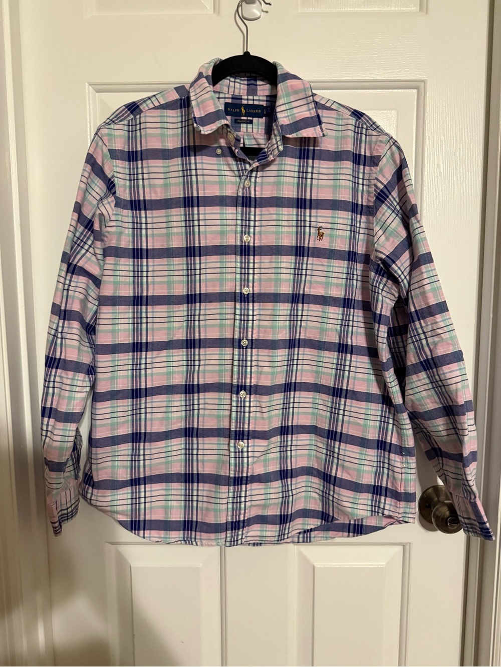 Polo Ralph Lauren Men's Classic Fit Plaid Button Down Shirt Large Pink Blue